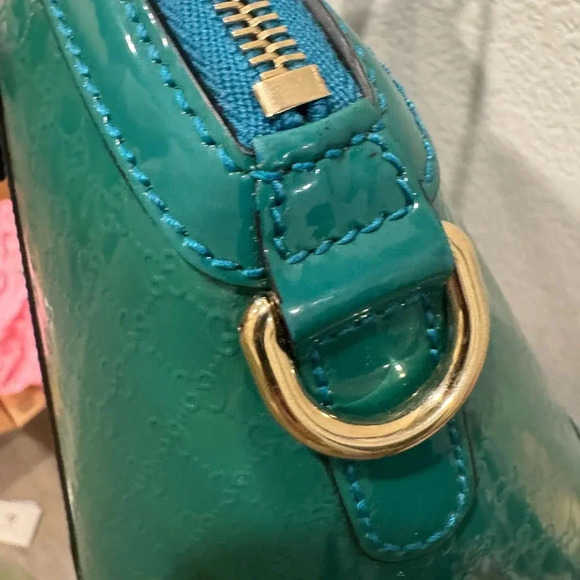 GUCCI MICROGUCCISSIMIA PATENT LEATHER SATCHEL - Picture 7 of 9